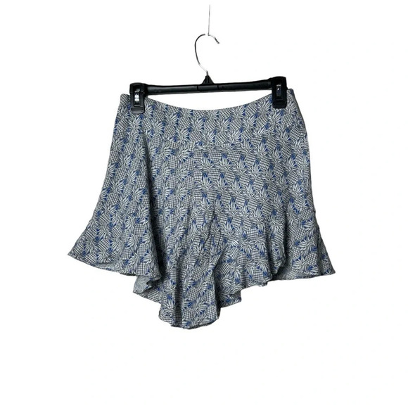 1715. ANTHROPOLOGIE MAEVE PINEAPPLE RUFFLE SHORTS SIZE 0 BLUE/WHITE/BLACK COLOR‎ - Picture 6 of 8